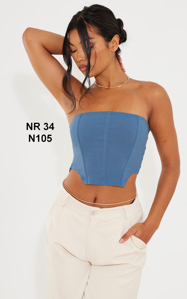 PRETTYLITTLETHING Korse me kocka bojëqielli e zbehtë