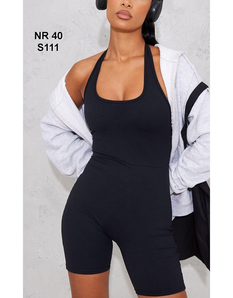 Black Sculpt Halterneck Mini Unitard
