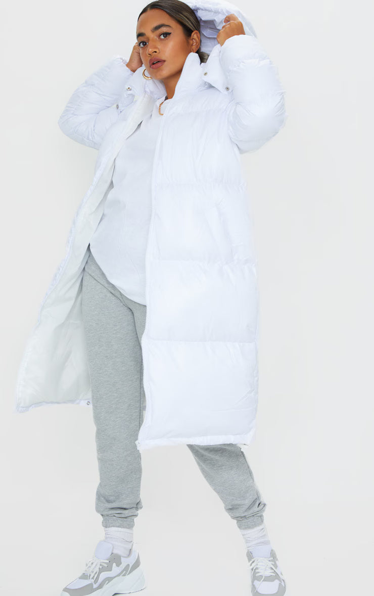 Petite White Maxi Puffer Coat
