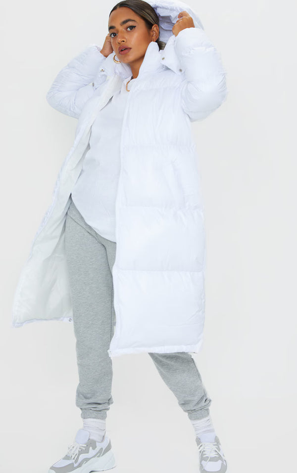 Petite White Maxi Puffer Coat