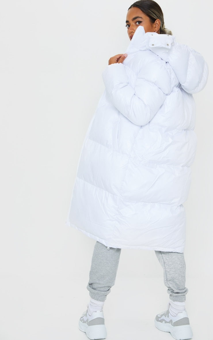 Petite White Maxi Puffer Coat