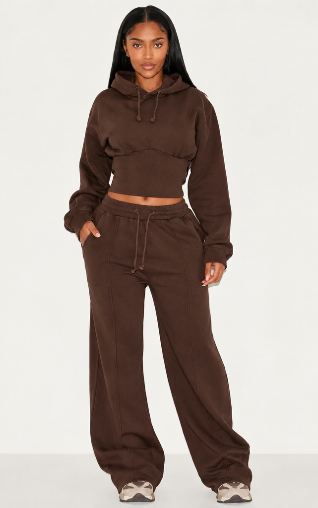 Shape Chocolate Sweat Seam Detail Wide Leg Joggers