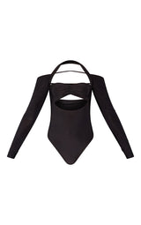 Black Slinky Extreme Strappy Cut Out Long Sleeve Bodysuit