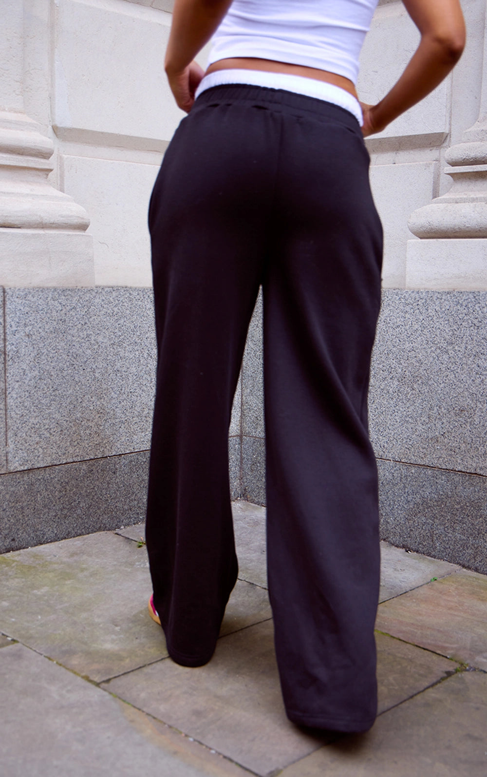 Black Boxer Waistband Wide Leg Sweat Joggers