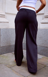 Black Boxer Waistband Wide Leg Sweat Joggers