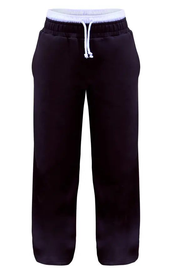 Black Boxer Waistband Wide Leg Sweat Joggers