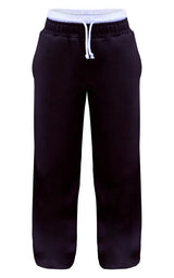 Black Boxer Waistband Wide Leg Sweat Joggers