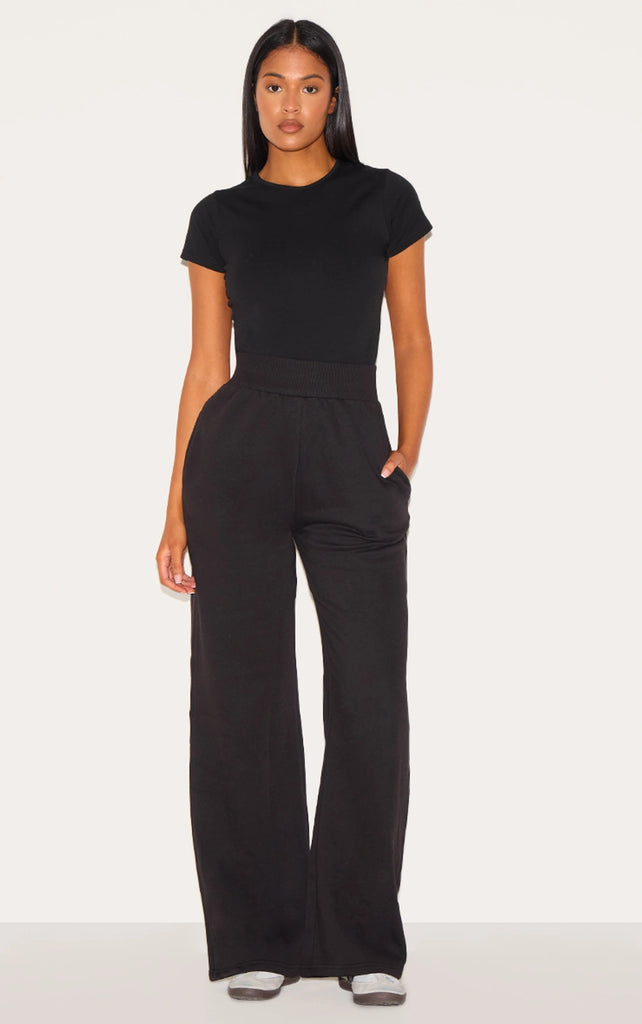 Black High Waisted Wide Leg Jogger