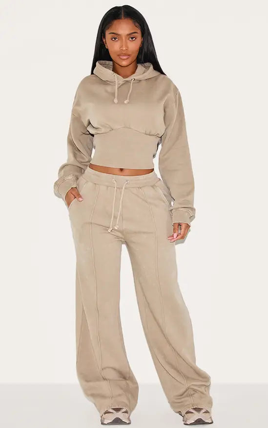 Shape Mocha Sweat Seam Detail Wide Leg Joggers