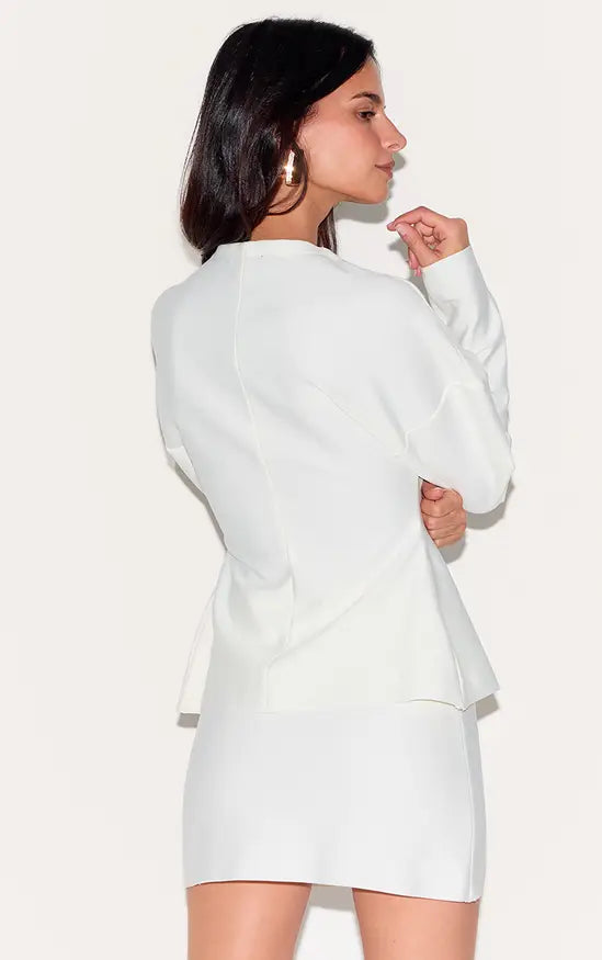 Cream Tailored Hook And Eye Cardigan Co-ord