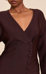 Dark Brown Bandage Button Up Cardigan Playsuit
