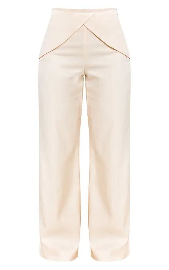 Petite Butter Cream Waistband Detail Trousers Co-ord