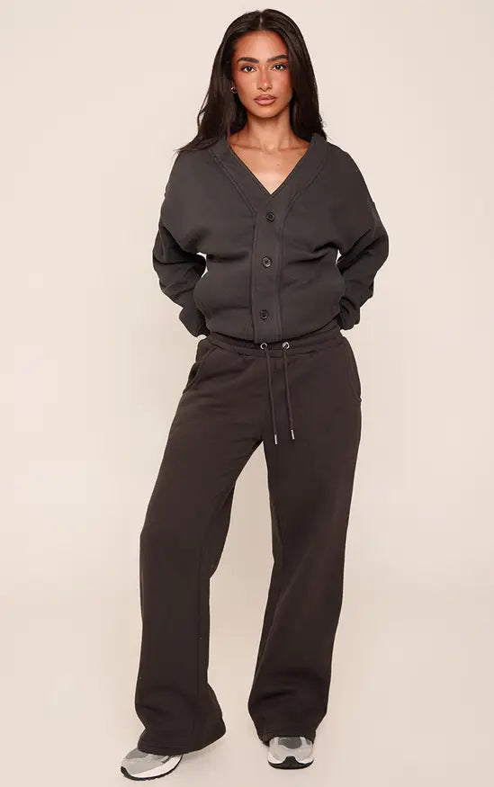 Petite Charcoal Button Up Side Pocket Sweatshirt