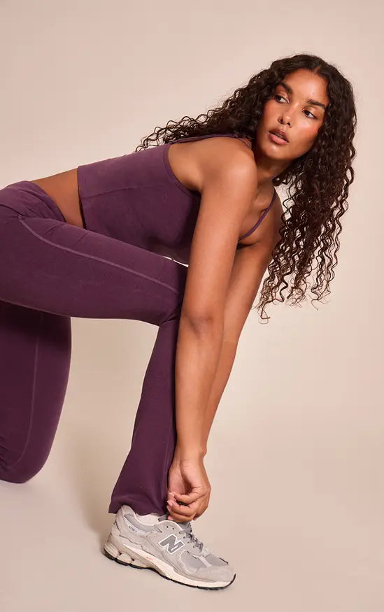 Dark Plum Melange Soft Cotton Yoga Pant