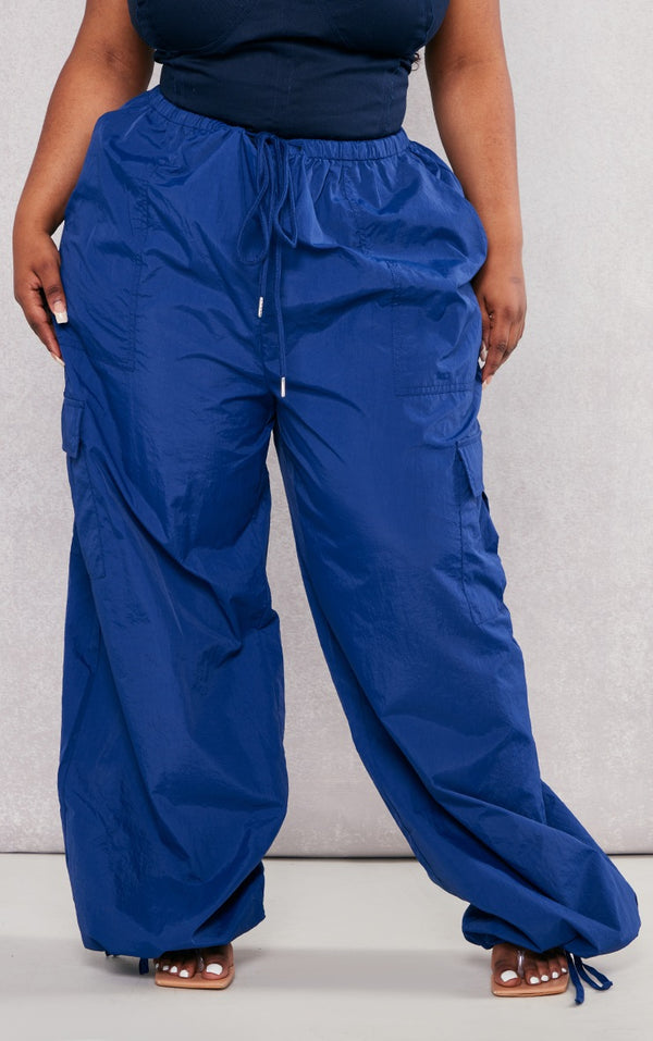 Plus Navy Lightweight Parachute Drawstring Cargos