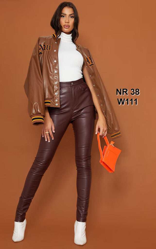 Tall Chocolate Button Up Faux Leather Skinny Pants