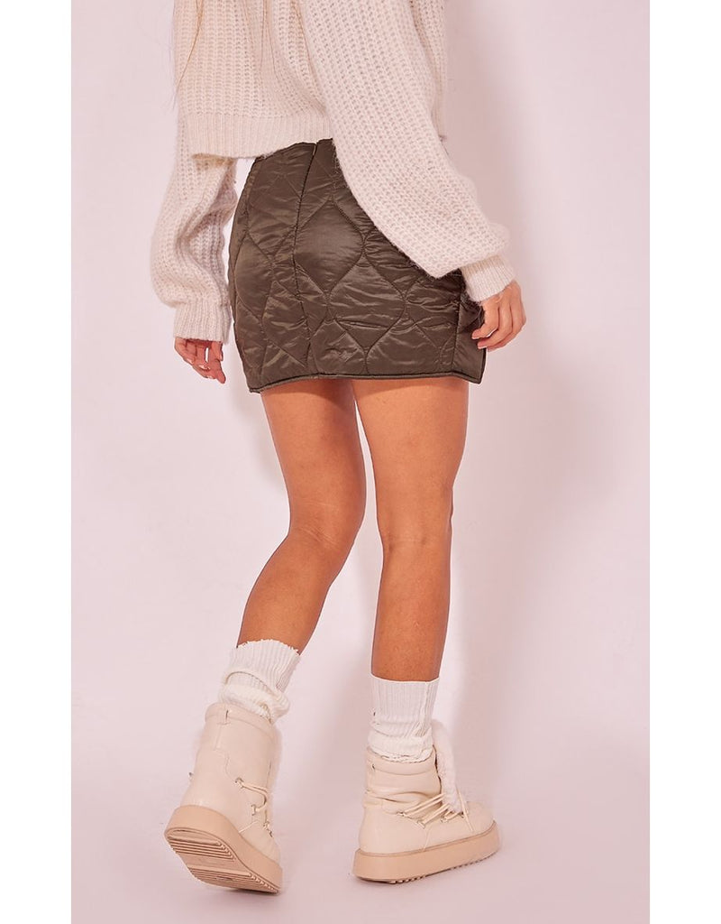 Mini-fund me palëza anësore me kopsa, ngjyrë kaki