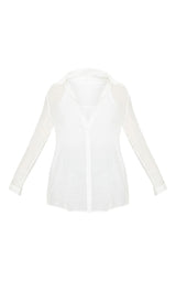 White Linen Look Oversized Beach Shirt