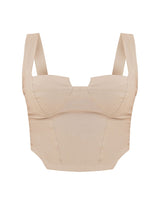 Stone Bengaline Stretch Woven Ruched Bust Crop Top
