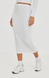 White Soft Touch Midi Skirt