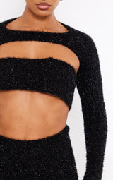 Black Tinsel Knit Bandeau & Sleeves