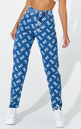 PRETTYLITTLETHING Mid Blue Wash Mom Jeans
