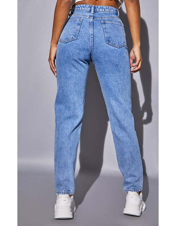 Xhinse Mom të Thjeshta me Larje Blu të Çelët të Ricikluara