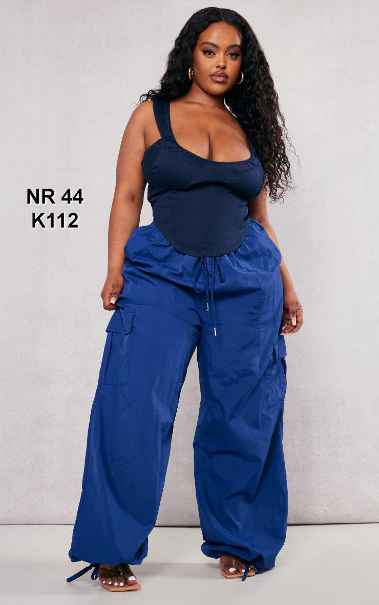 Plus Navy Lightweight Parachute Drawstring Cargos