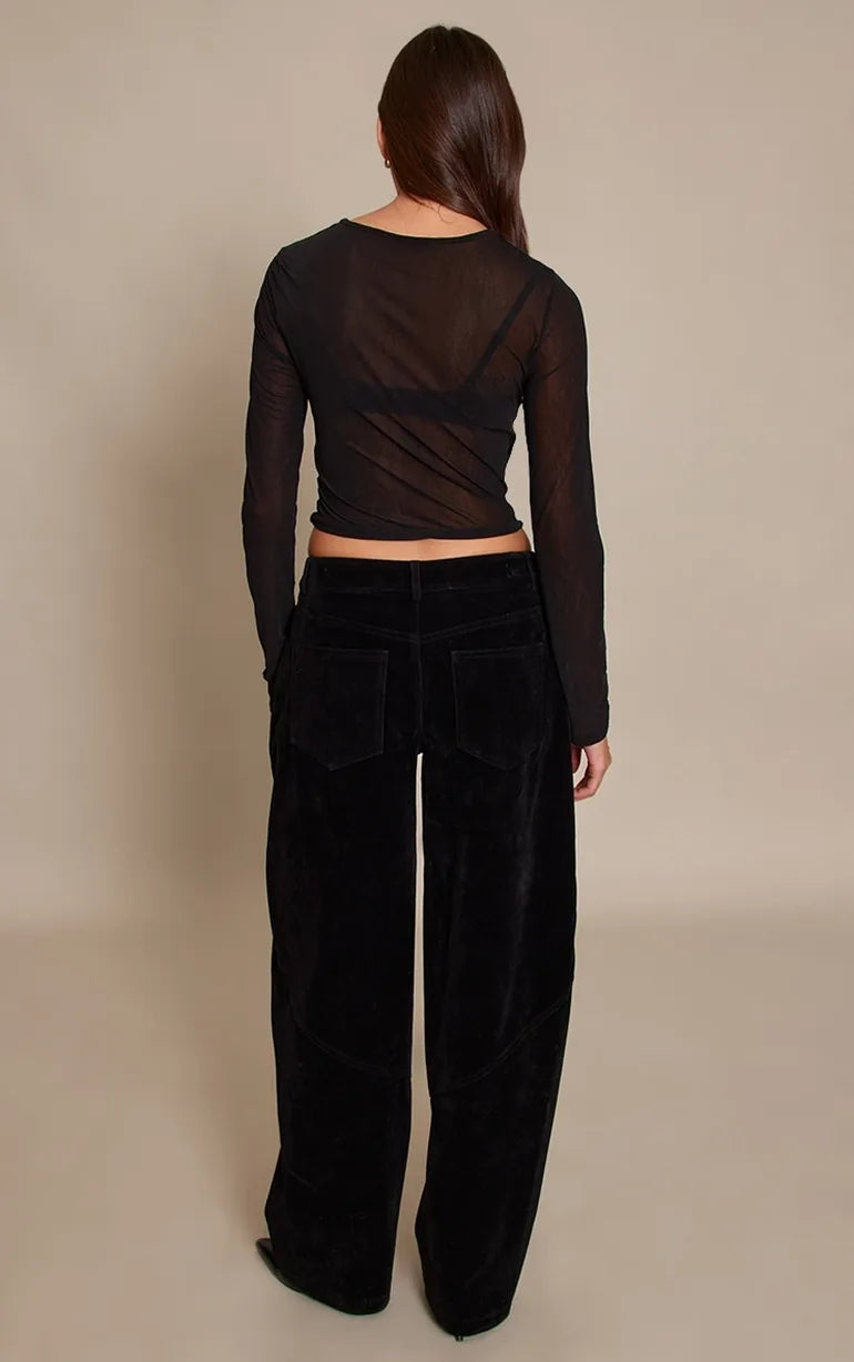 Black Faux Suede Cargo Trousers