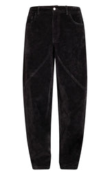 Black Faux Suede Cargo Trousers