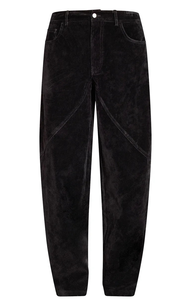 Black Faux Suede Cargo Trousers