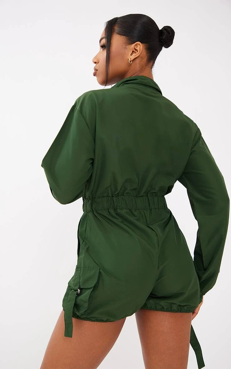 BQ102 Trupore me Zinxhir dhe Detaje Xhepash në Ngjyrë Jeshile për Femra Prettylittlething